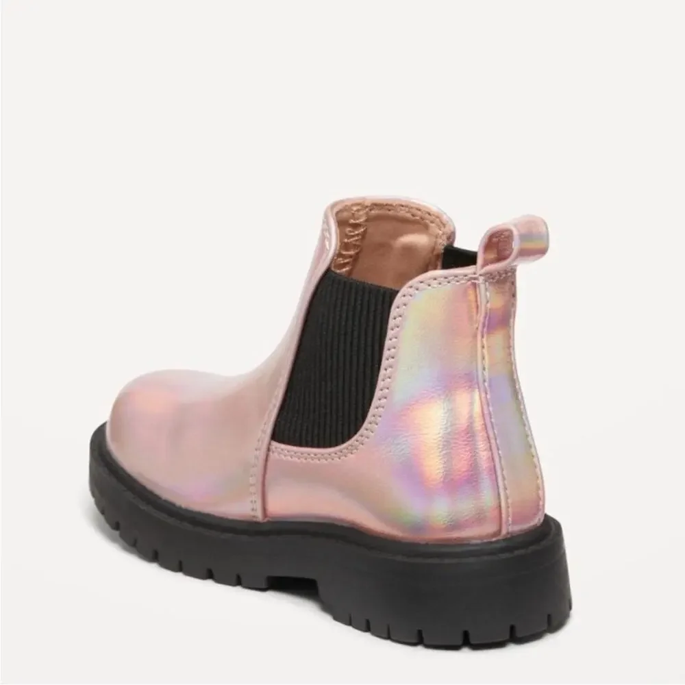 Old Navy Pink Metallic Faux Leather Chelsea Boots